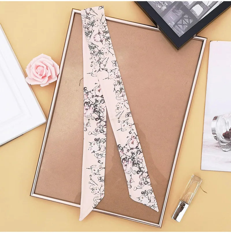 New Women's Summer Scarf Skinny Tied Bag Handle Small Ribbon Variety Ladies Head Scarf Headband Silk Neck Scarf G57
