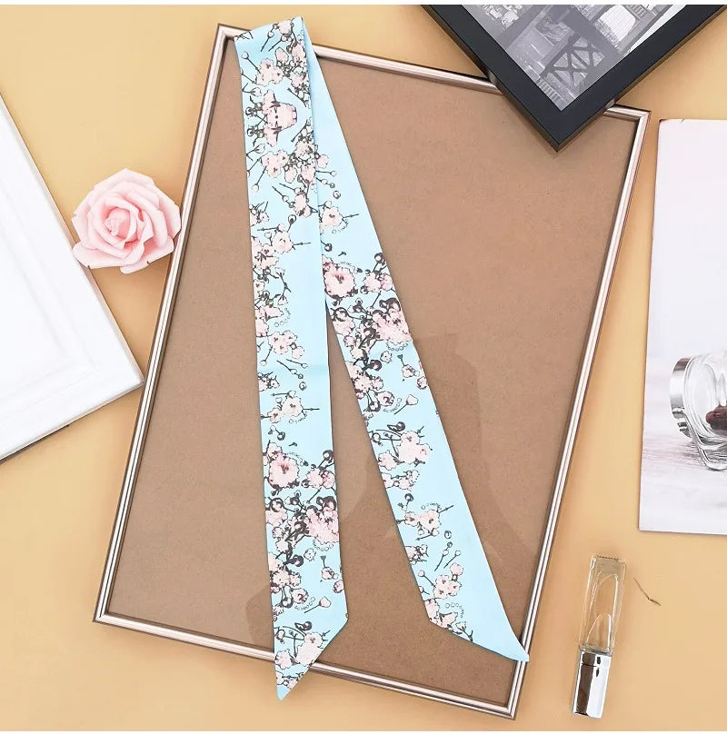 New Women's Summer Scarf Skinny Tied Bag Handle Small Ribbon Variety Ladies Head Scarf Headband Silk Neck Scarf G57