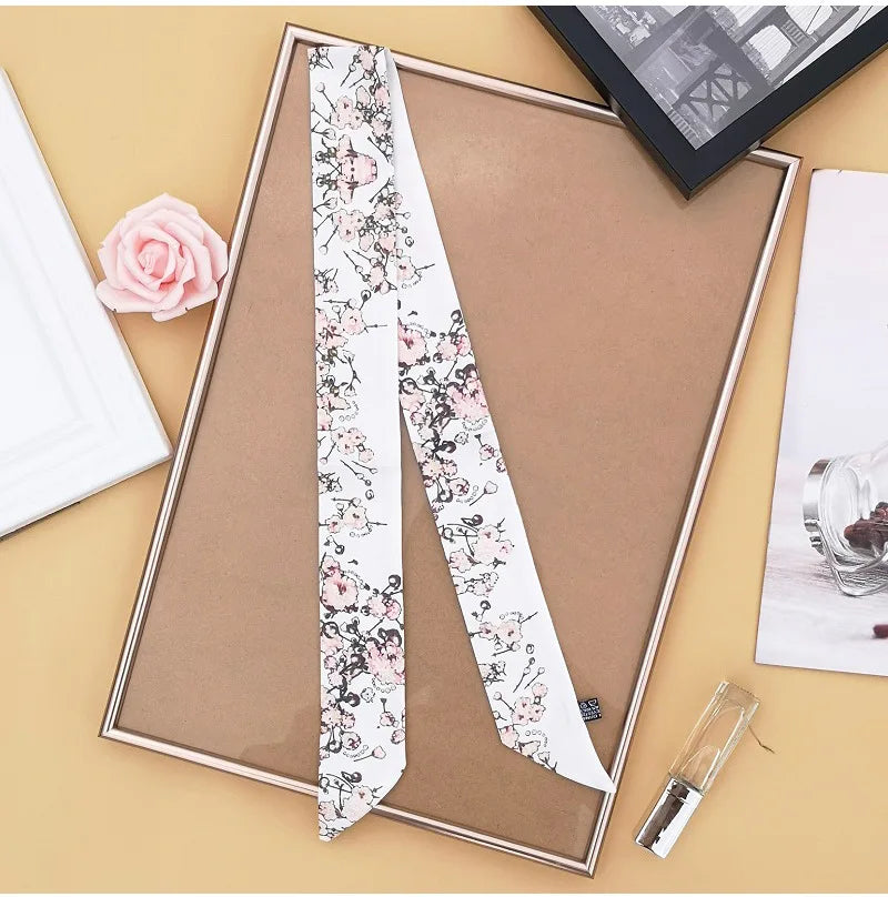 New Women's Summer Scarf Skinny Tied Bag Handle Small Ribbon Variety Ladies Head Scarf Headband Silk Neck Scarf G57