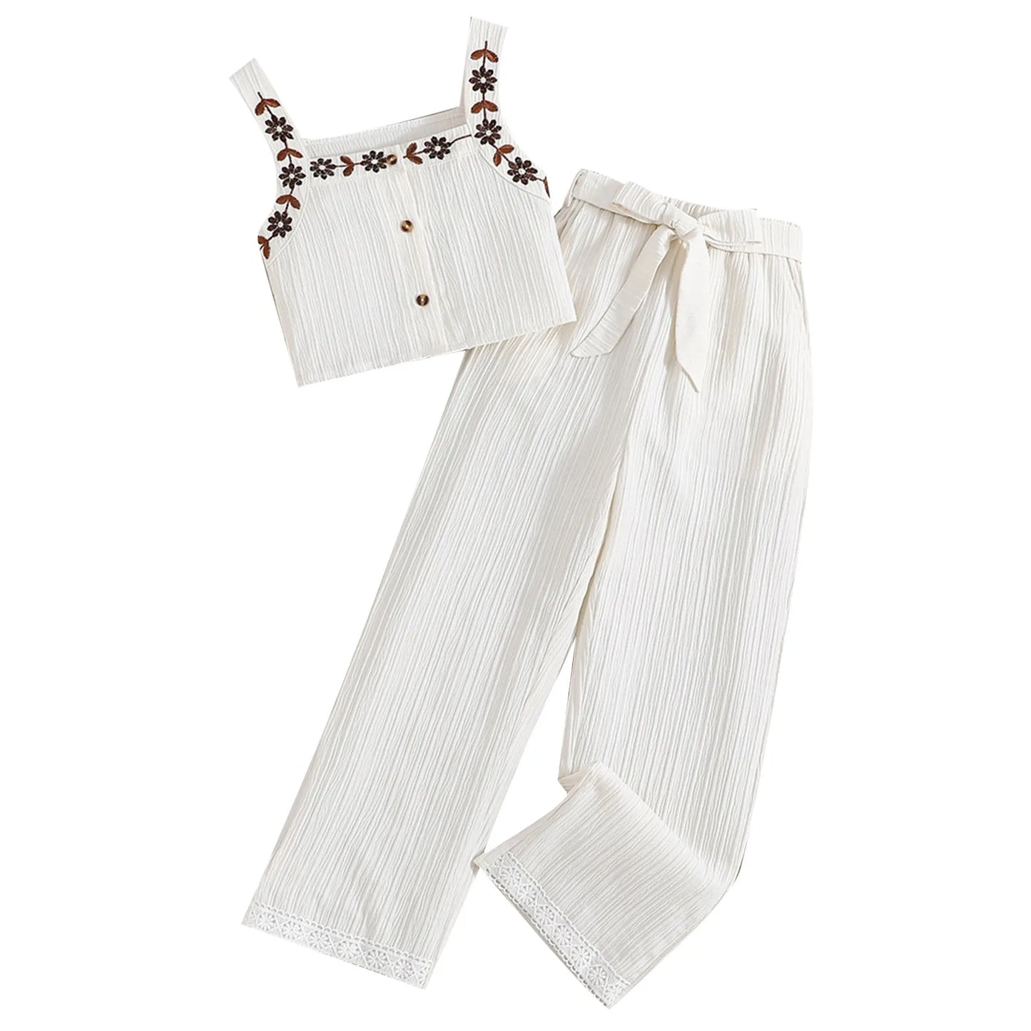 Sleeveless Tank Vest Tops+Pants Suit 2Pcs