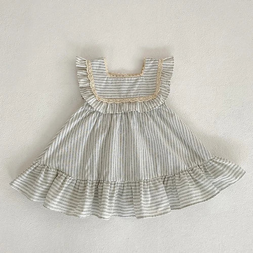 Sisters Clothes Kids Party Dress Toddler Baby Girl Romper Sleeveless Cotton Stripe Summer Baby Girls Princess Dress Korean Style