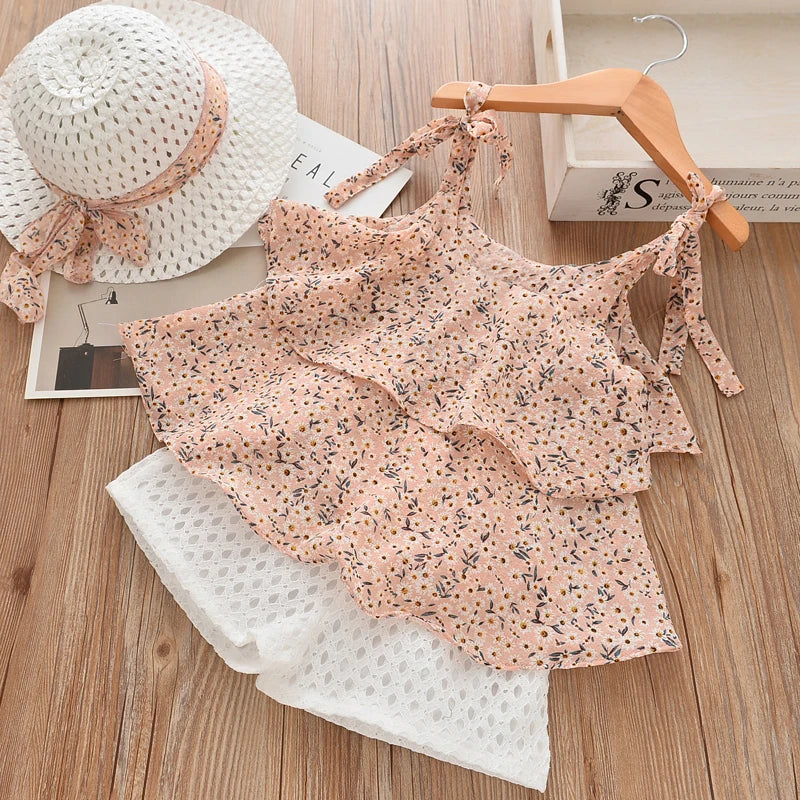Melario Floral Blue Blouse T-shirt Pants 2PCS