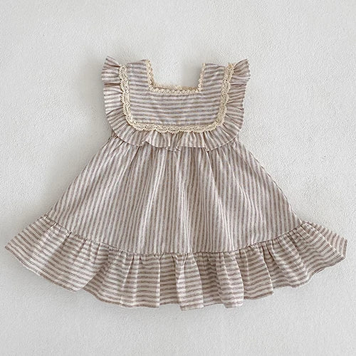 Sisters Clothes Kids Party Dress Toddler Baby Girl Romper Sleeveless Cotton Stripe Summer Baby Girls Princess Dress Korean Style