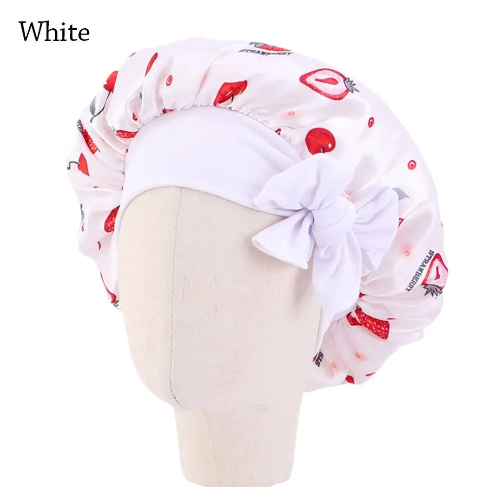 Boy Girls Band Bow Silk Sleep Hat Hair Beanie Shower Cap Satin Bonnet