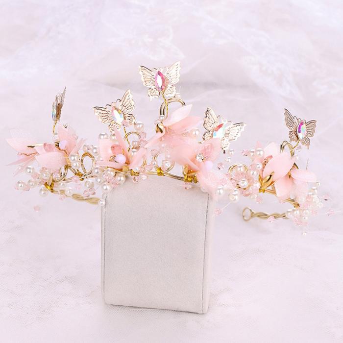 Peachy Butterfly Pearl Tiara