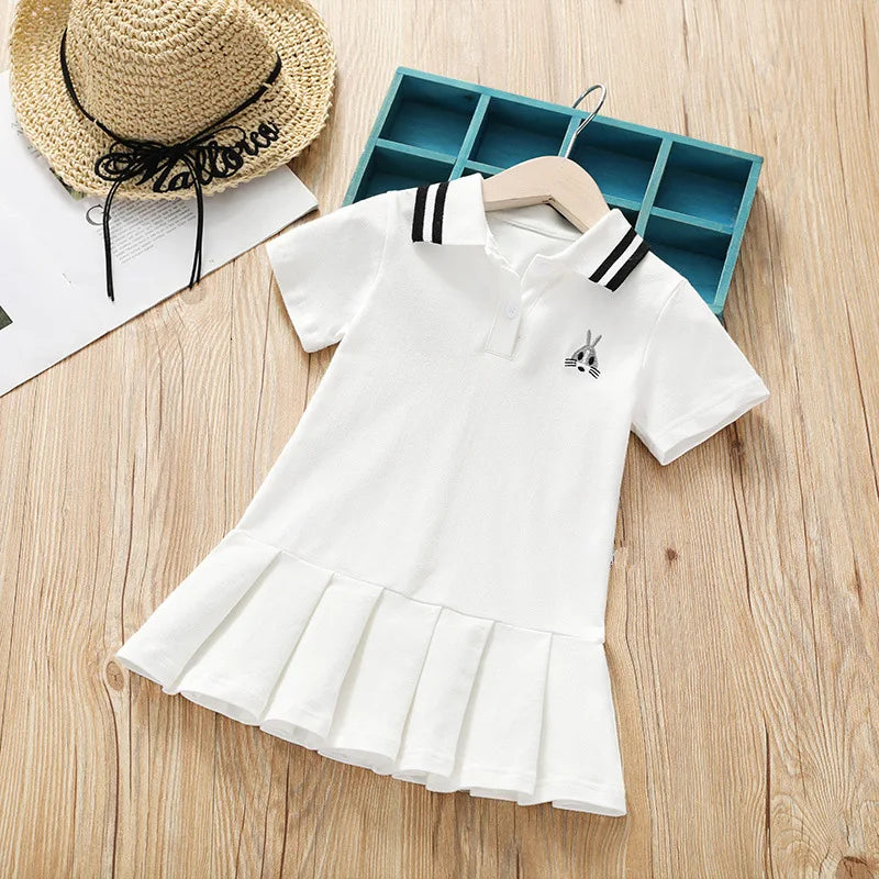 Girls' Polo Skirt and  Cotton Short-sleeved Tennis Skirt Dress