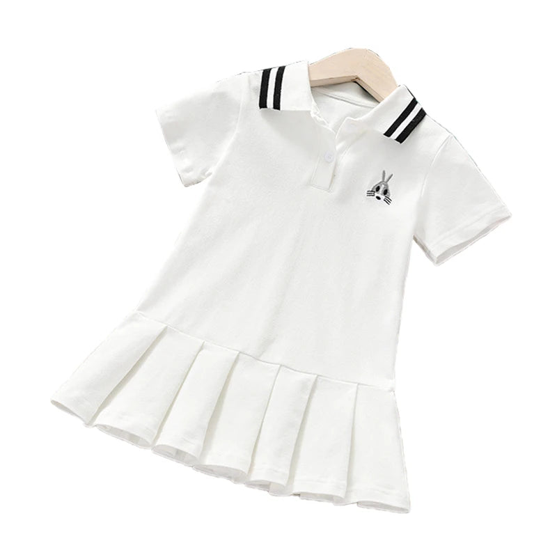 Girls' Polo Skirt and  Cotton Short-sleeved Tennis Skirt Dress