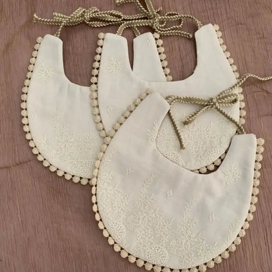 Baby Cotton Embroidery Double Side Bibs Toddler Saliva Towel Feeding Burp Cloths Only 1 Pc shown in the picture