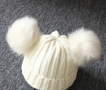 Furry PomPom Hat Winter Warm Knit