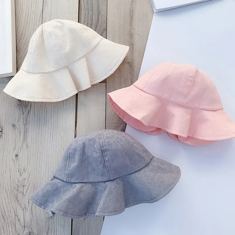 Princess Baby Bucket Hat for Girls Big Bow Summer Baby Girl Cap Wide Brim Travel Baby Sun Hat for Kids Accessories 1-3Y