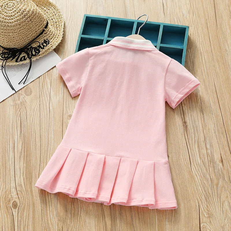 Girls' Polo Skirt and  Cotton Short-sleeved Tennis Skirt Dress