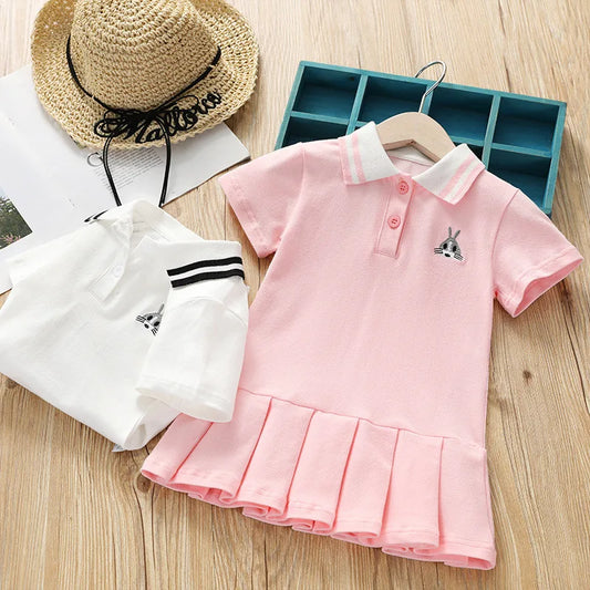 Girls' Polo Skirt and  Cotton Short-sleeved Tennis Skirt Dress