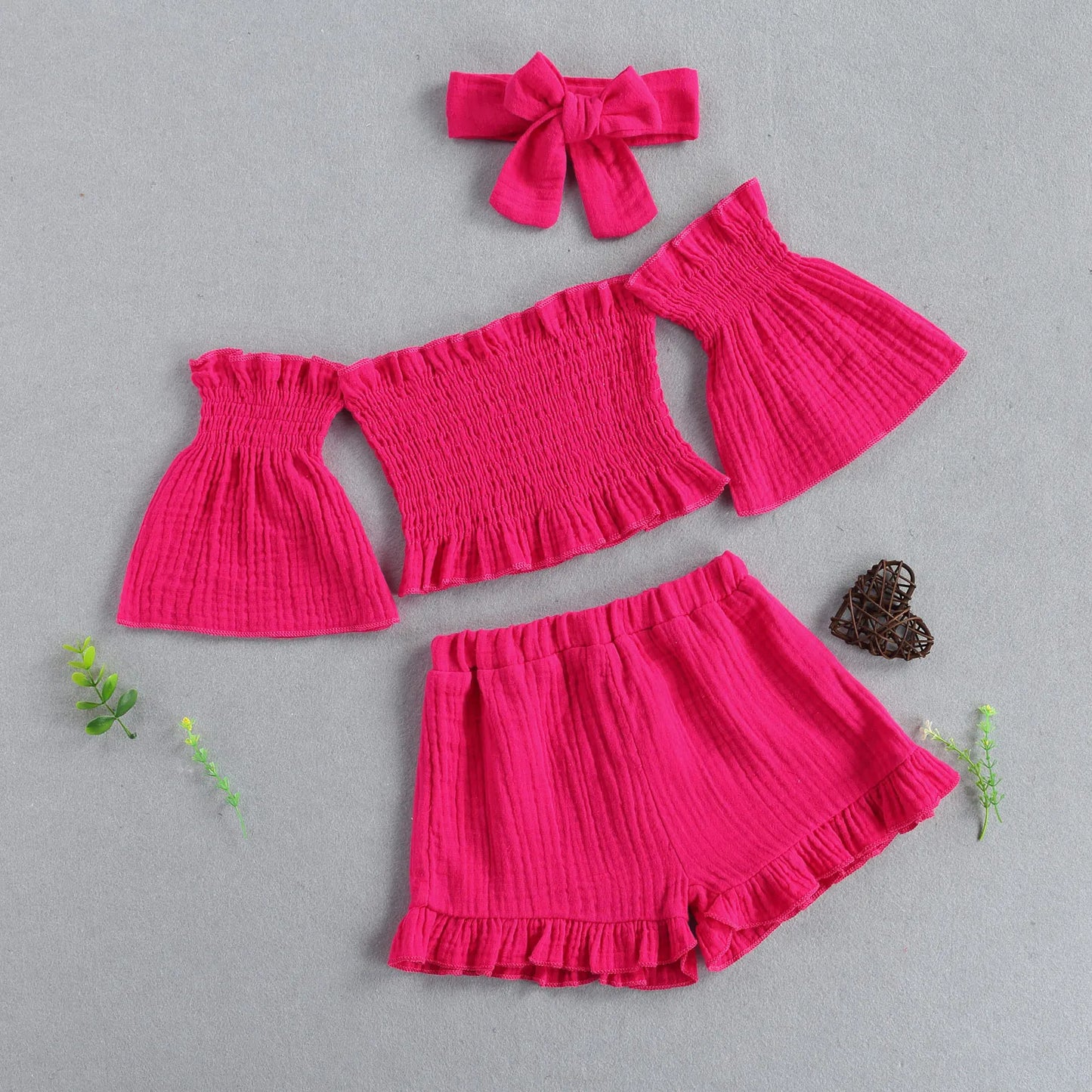 Solid Off Shoulder Flare 3pc Set