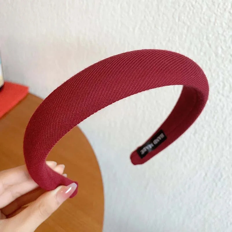 New Vintage Red Womens Headband Woolen Velvet Hair Band Headwear Girl Side Sponge Hair Hoop Christmas Day Hair Accessories