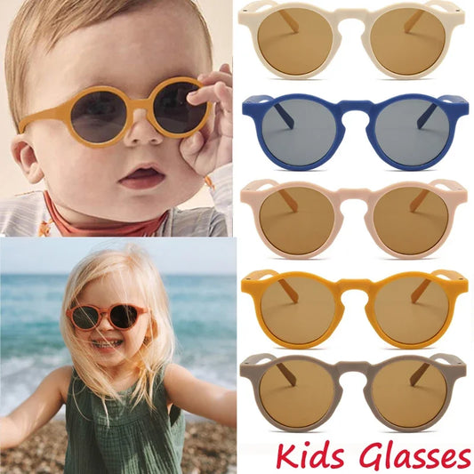 Vintage Round Outdoor Sun Protection Sunglasses Baby Girls Acrylic UV400 Sunglasses Kids Eyeglasses New Fashion Children Glasses