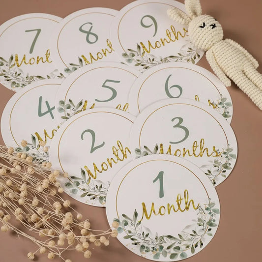 Baby Milestone Monthly Number Card Droplets Memorial Paper Made Newborn Birth Commemorative Cards Ngraved Photography Props