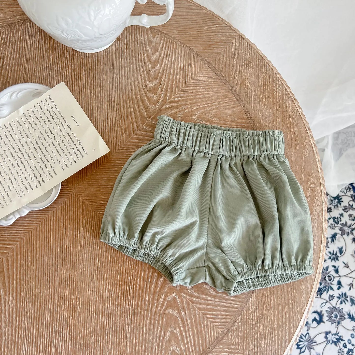 Jacquard Long-Sleeved Tops + Bloomer Shorts 100% Cotton