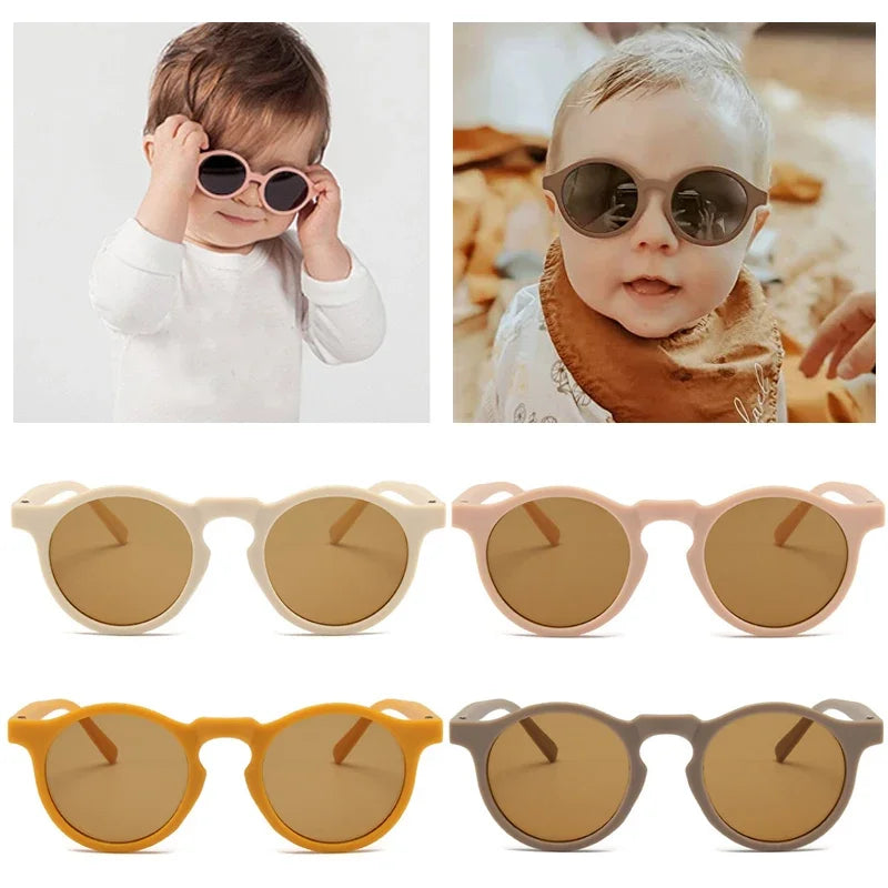 Vintage Round Outdoor Sun Protection Sunglasses Baby Girls Acrylic UV400 Sunglasses Kids Eyeglasses New Fashion Children Glasses
