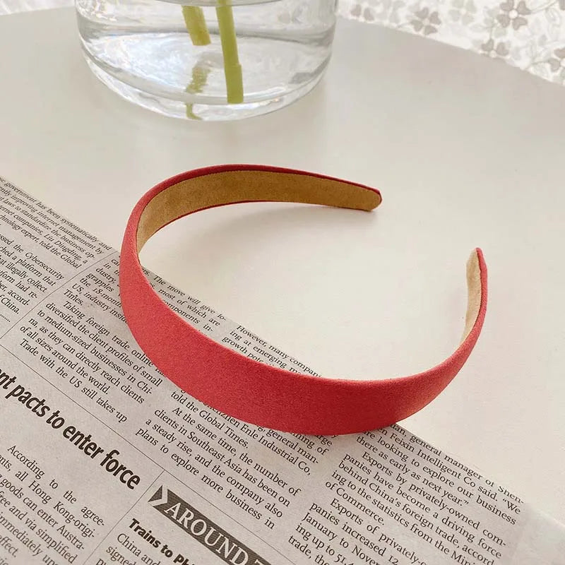 New Vintage Red Womens Headband Woolen Velvet Hair Band Headwear Girl Side Sponge Hair Hoop Christmas Day Hair Accessories