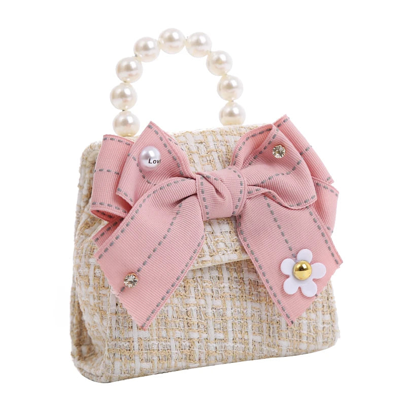 Korean Style Girls Princess Bowknot Messenger Bag Cute Kids Fashion Crossbody Bags for Girls Coin Wallet Baby Party Purse Gift