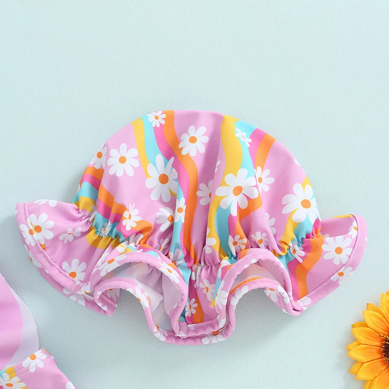 Baby Girl Floral Swimsuit Toddler Striped Bikini Set