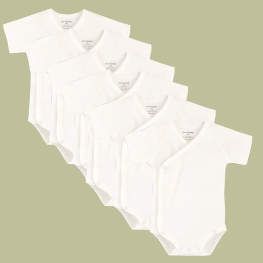 0-12M Baby White Rompers for Newborn Unisex Organic Cotton Short