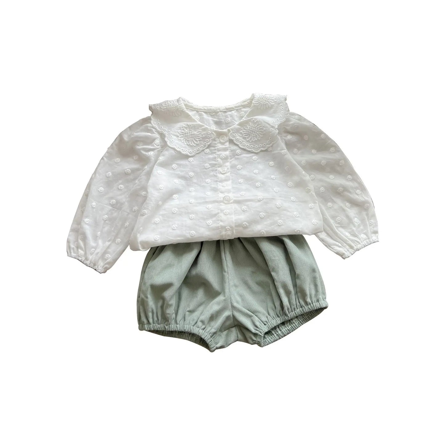 In the Park - Baby Girls Jacquard Long-Sleeved Tops + Bloomer Shorts(Diaper Covers) 100% Cotton