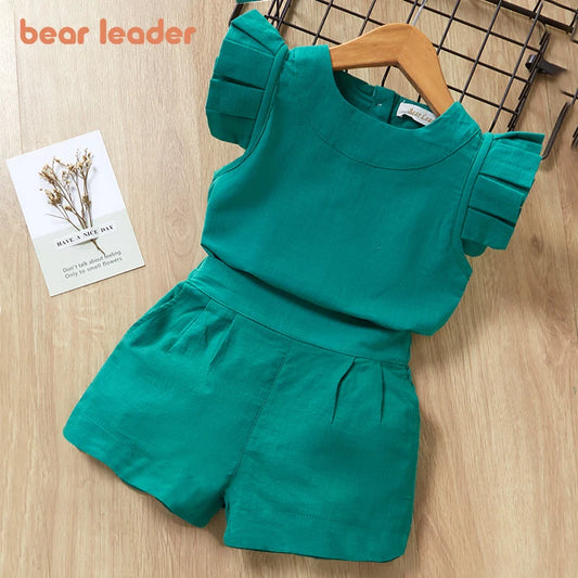 Bear Leader Kids Girls Clothing Sets Summer New Baby Girls Clothes Short Sleeve T-Shirt+Pant Dress 2Pcs Children Clothes Suits