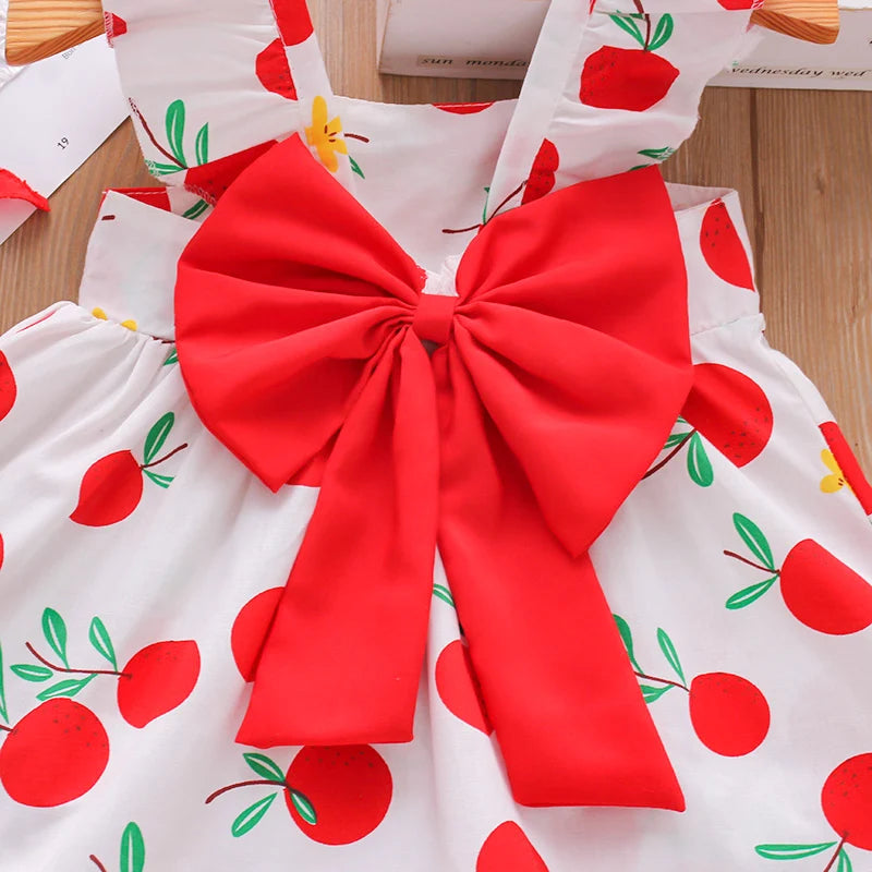 Cherry Fruit Print Cotton Dress