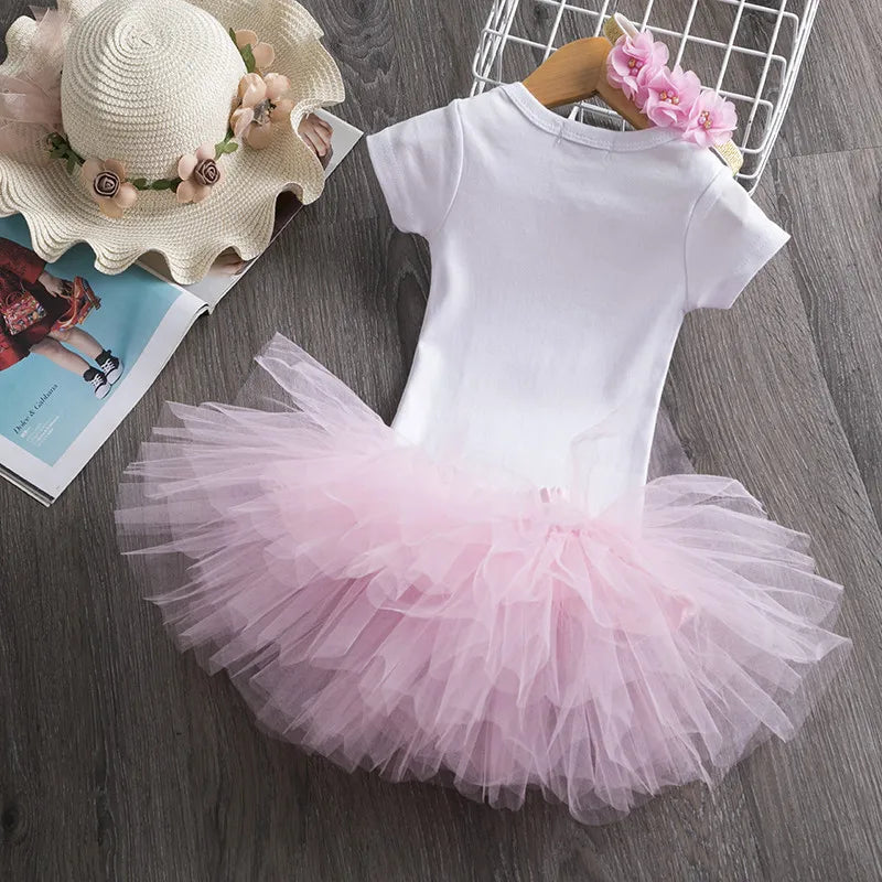 Toddler Baby Girl It's My First 1st Birthday Tulle Tutu Dress Outfits Summer Unicorn Party Infant Clothing Little Baby Clothes