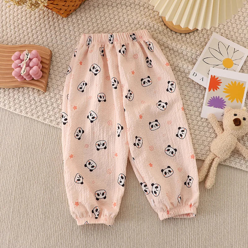 Organic Cotton Baby Pants Children's Girls Cartoon Dog Floral Linen Clothes Autumn Spring Summer Winter Kid Boy Soft Trousers