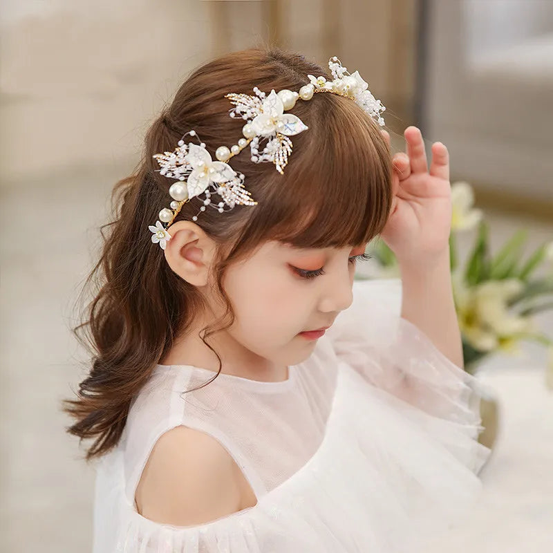 Pearls and Florals Headbands for Flower Girl
