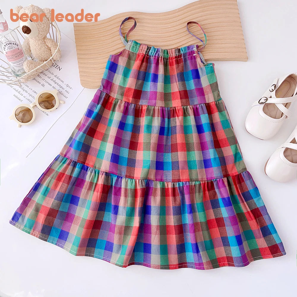 Colorful Plaid Strap Dress