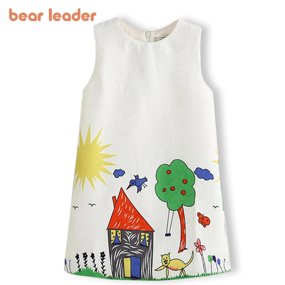 Bear Leader Summer Girls Dresses New Brand Spring Princess Dress Kids Clothes Graffiti Print Design for Baby Girls Clothes 3-8Y