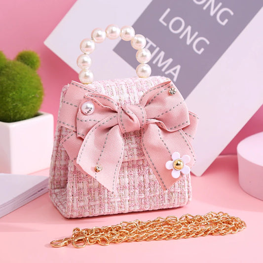 Korean Style Girls Princess Bowknot Messenger Bag Cute Kids Fashion Crossbody Bags for Girls Coin Wallet Baby Party Purse Gift