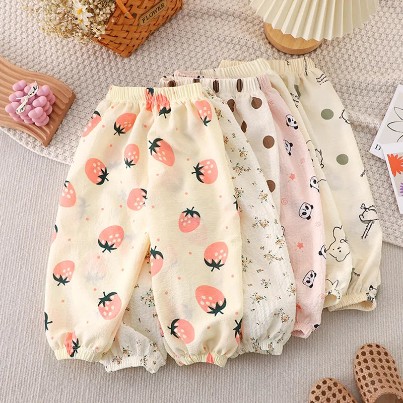 Organic Cotton Baby Pants Children's Girls Cartoon Dog Floral Linen Clothes Autumn Spring Summer Winter Kid Boy Soft Trousers