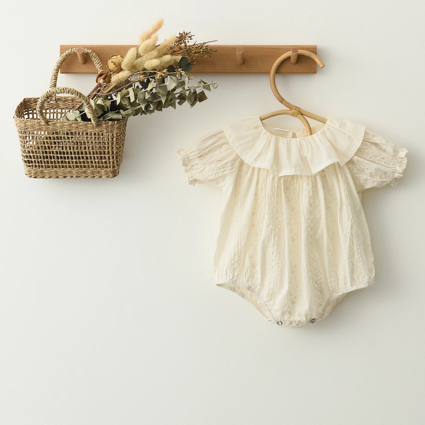 Ivory Lace Organic Cotton Ruffle Romper