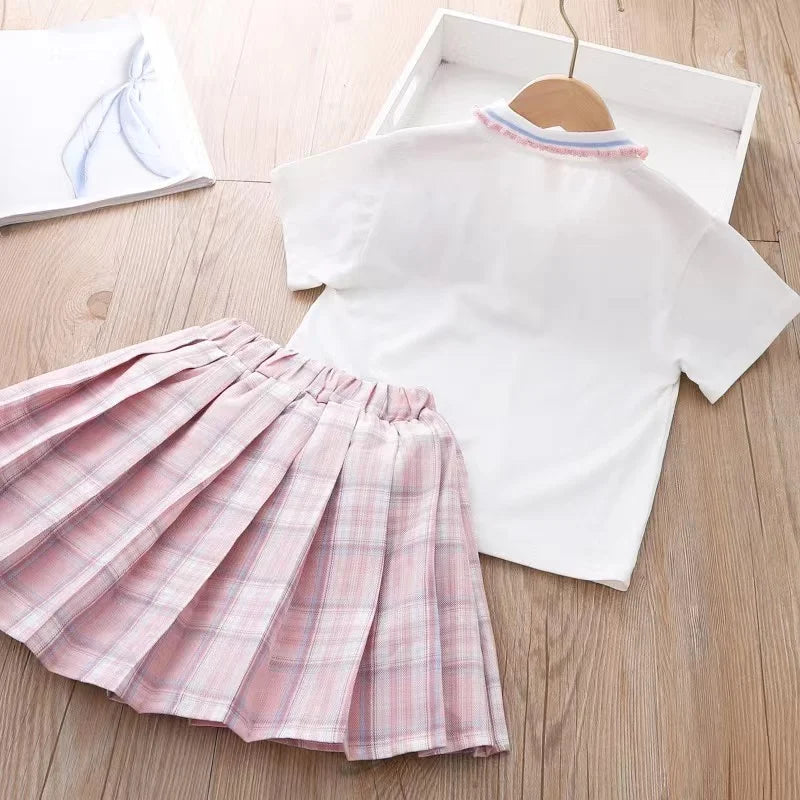 Junior Girls 2PC Tshirt and Pleated Skirt