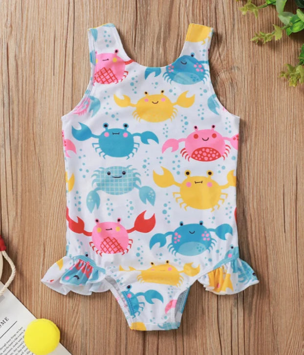 Toddler Infant Baby Girl Summer Swimsuit Sleeveless Floral Print Swim  Bathing Suit