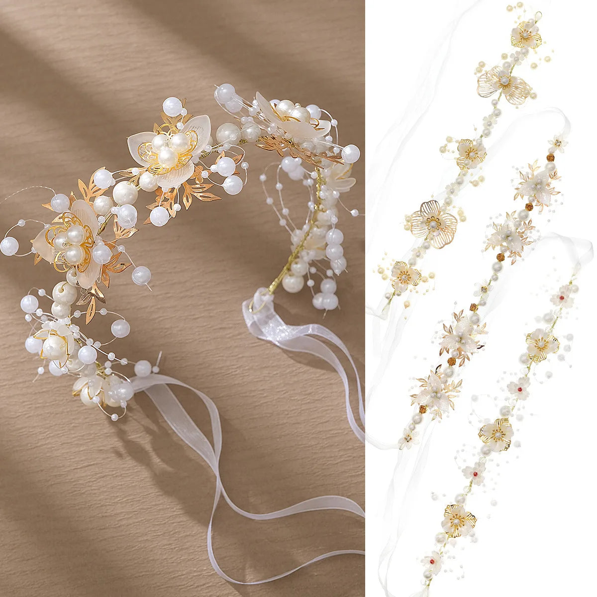 Pearls and Florals Headbands for Flower Girl