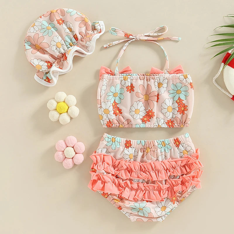 Seashells by the Seashore Baby Girls Swimsuit Three Piece