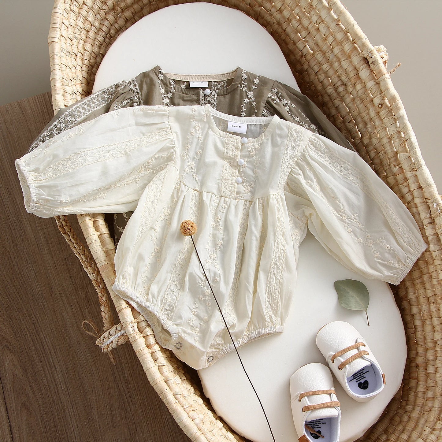 Ivory Lace Organic Cotton Ruffle Romper