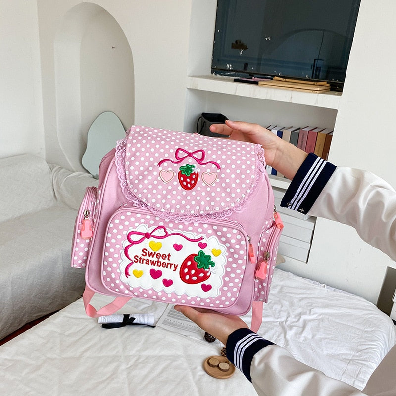 Pink Girl Embroidery BackPack